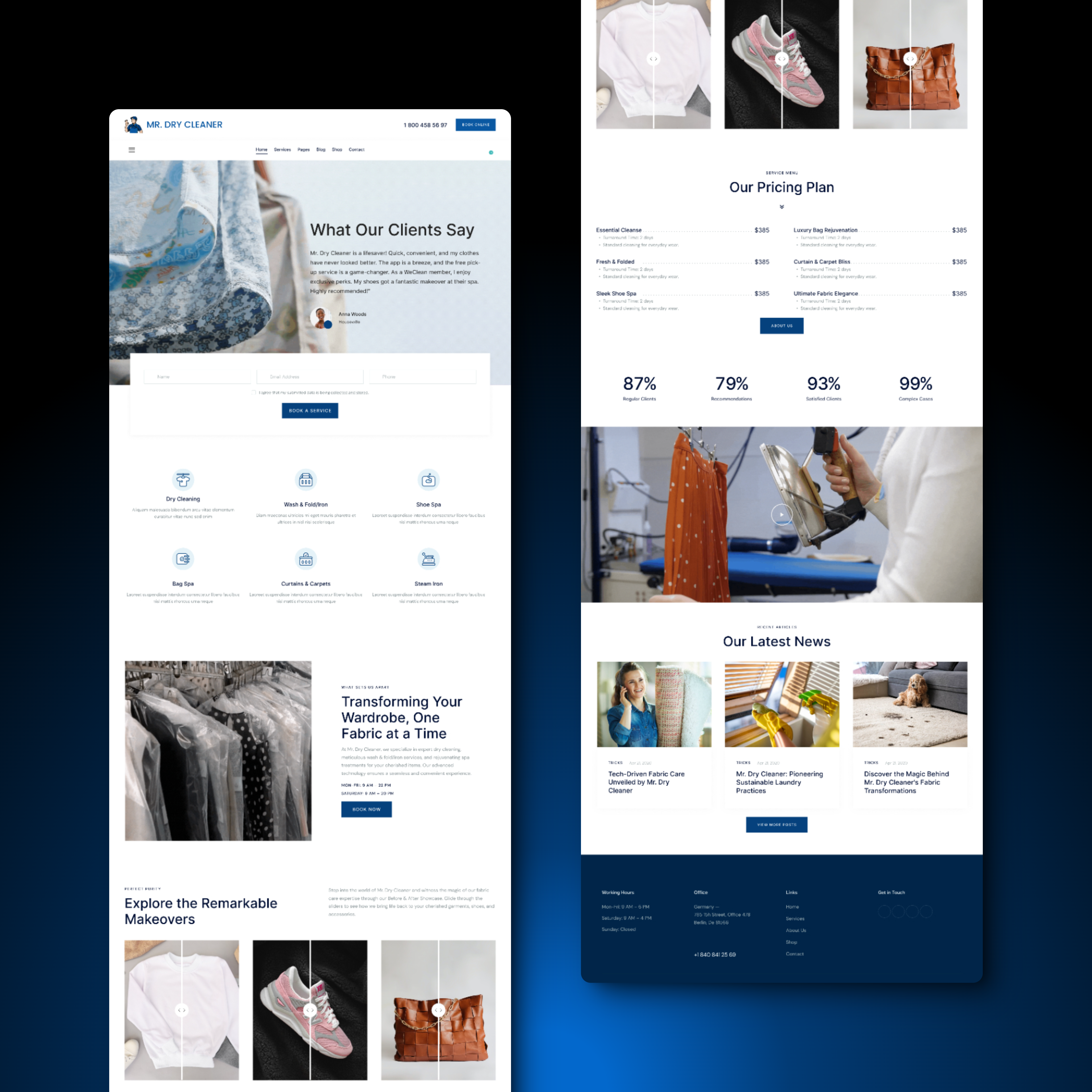 Mr. Dry Cleaner Website Page Design