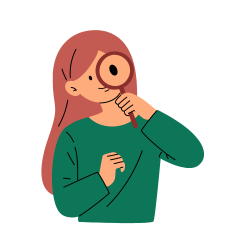 A girl holding a magnifying glass (Figuring out the pain points of users by user interviews)