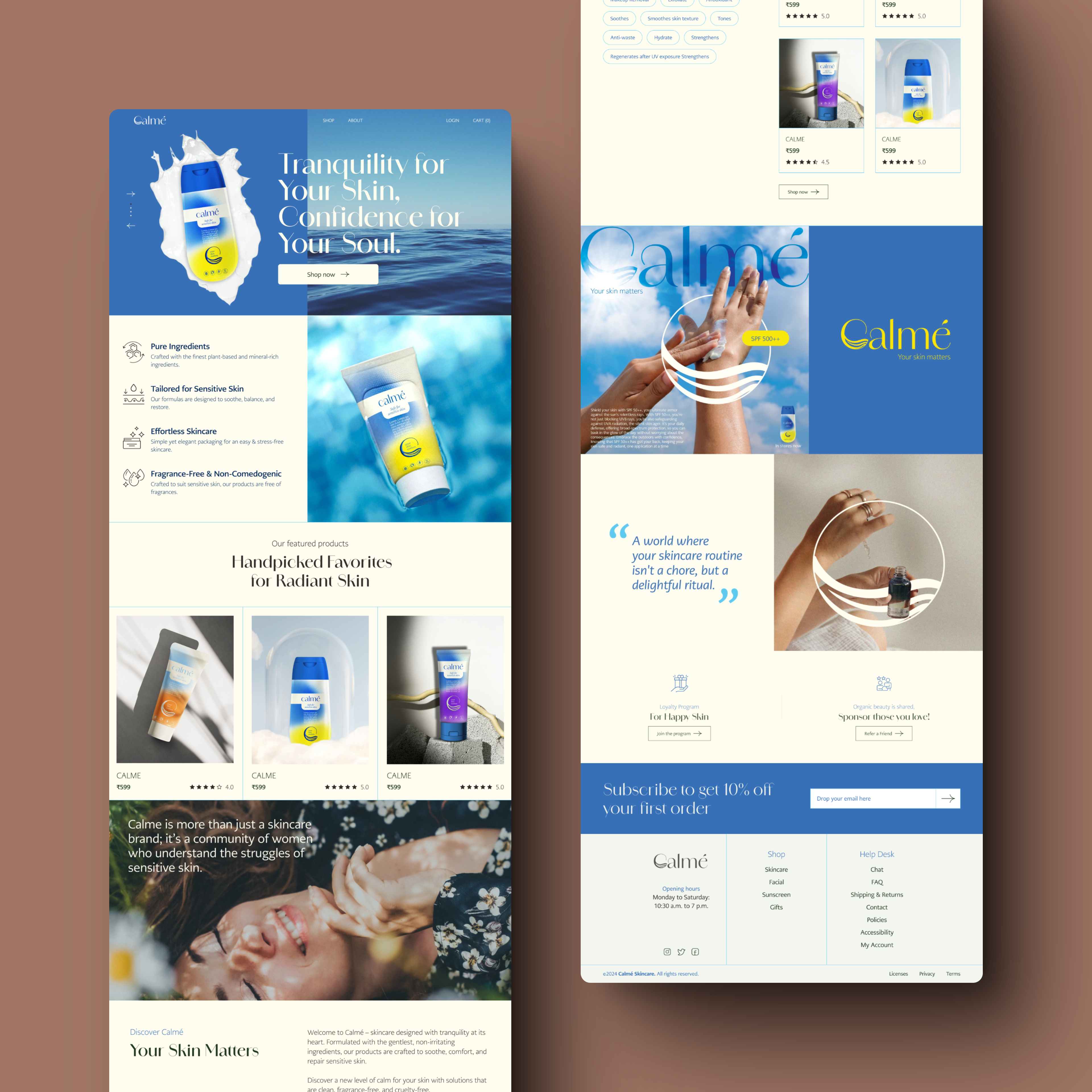 Calmé Skincare Landing Page: UX Case Study